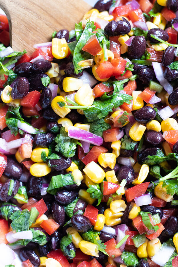 close up shot of Healthy Corn and Black Bean Salad