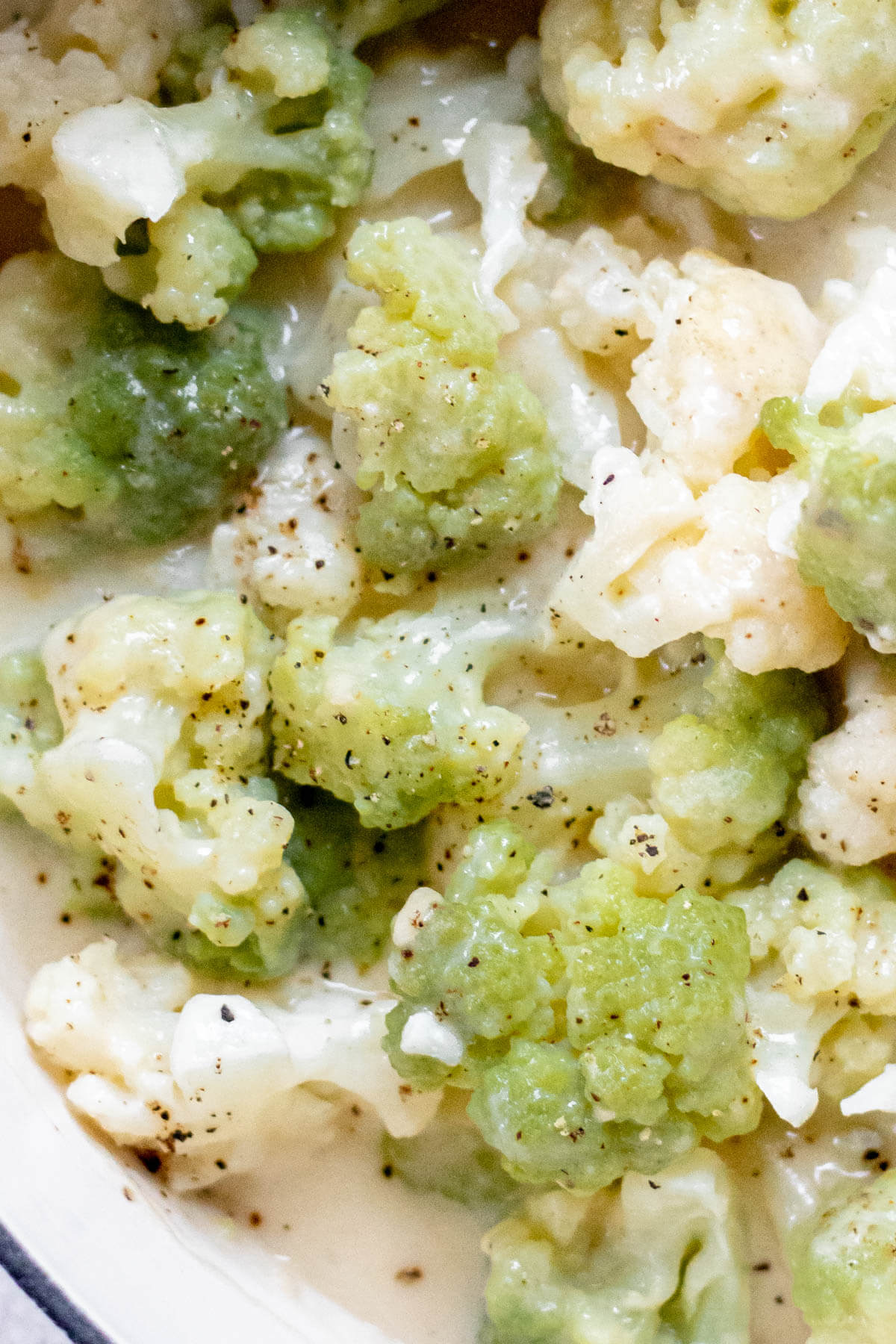 Close up of Mom's Healthier Creamed Cauliflower