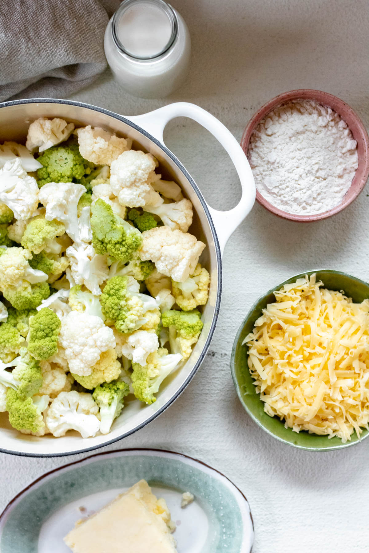 Ingredients needed for healthier creamed cauliflower