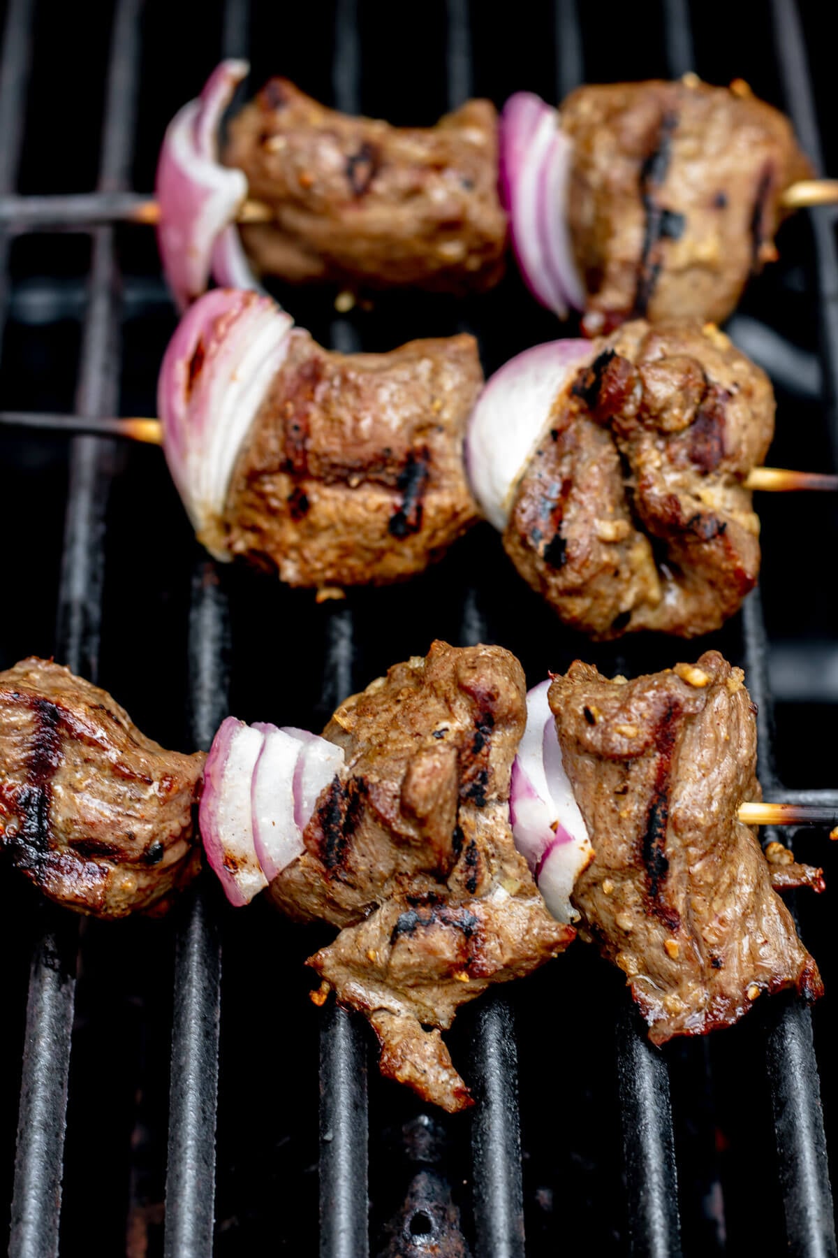 lamb kebabs on grill