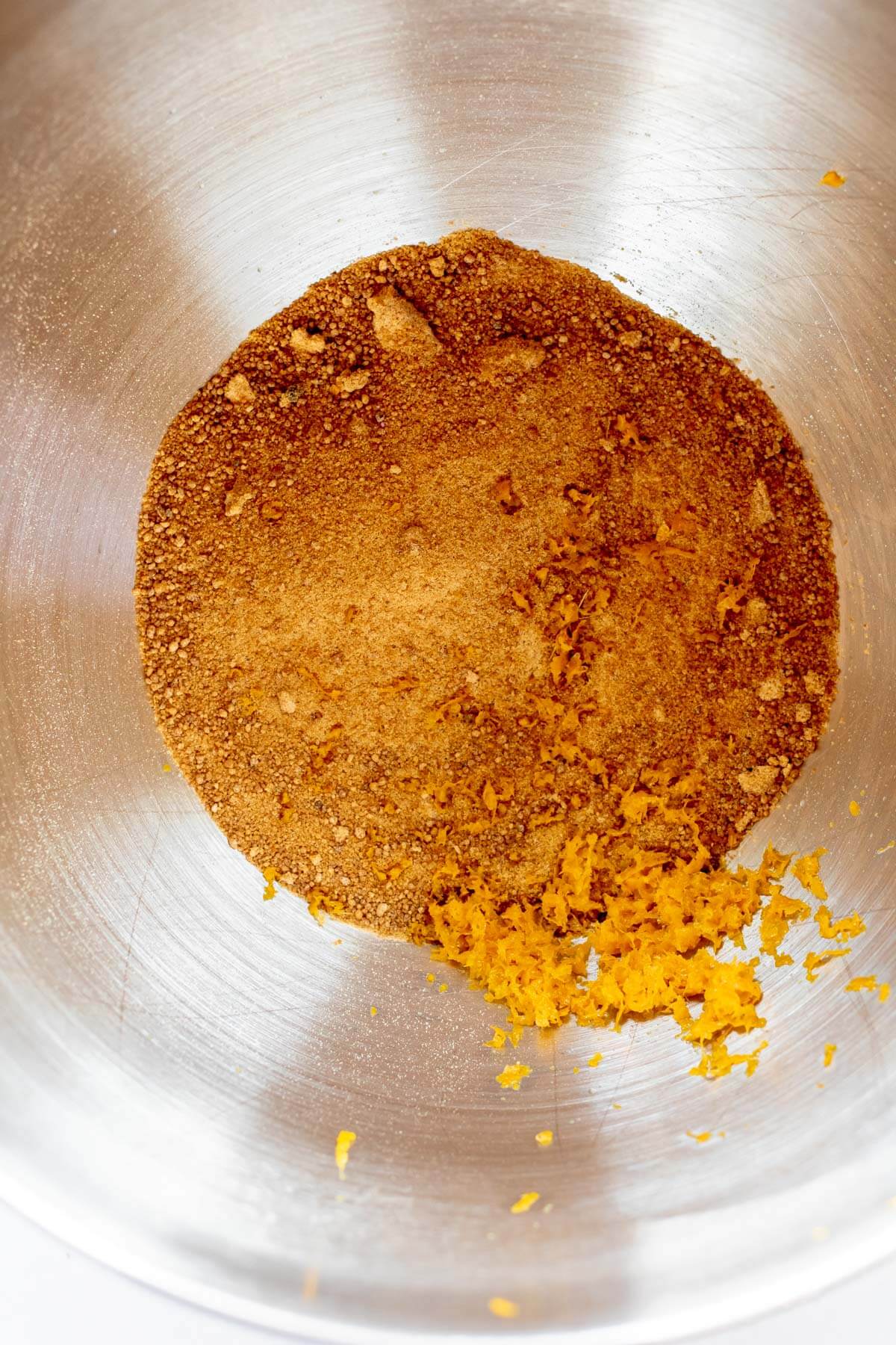 coconut palm sugar and orange zest in a bowl