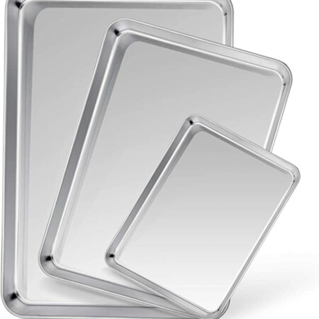 HEALTHY – These baking sheets are made of high quality pure 430 18/0 stainless steel without chemical coating or any other materials, Rust resistant and durable for many years