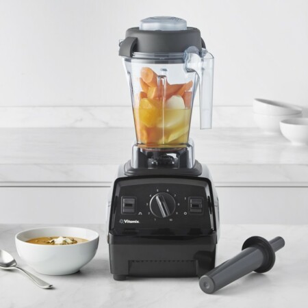 The Vitamix Explorian blender is your ticket to a world of healthy cooking and innovative new culinary techniques. Prepare textured sauces, steamed soups, smoothies, baby food, bread dough, frozen desserts and more, all made with the wholesome ingredients of your choosing. The 48-oz. container fits nicely beneath kitchen cabinets.