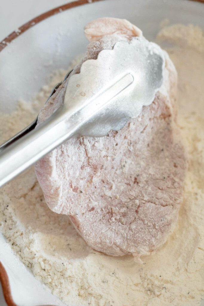 Pork cutlet dredged in flour