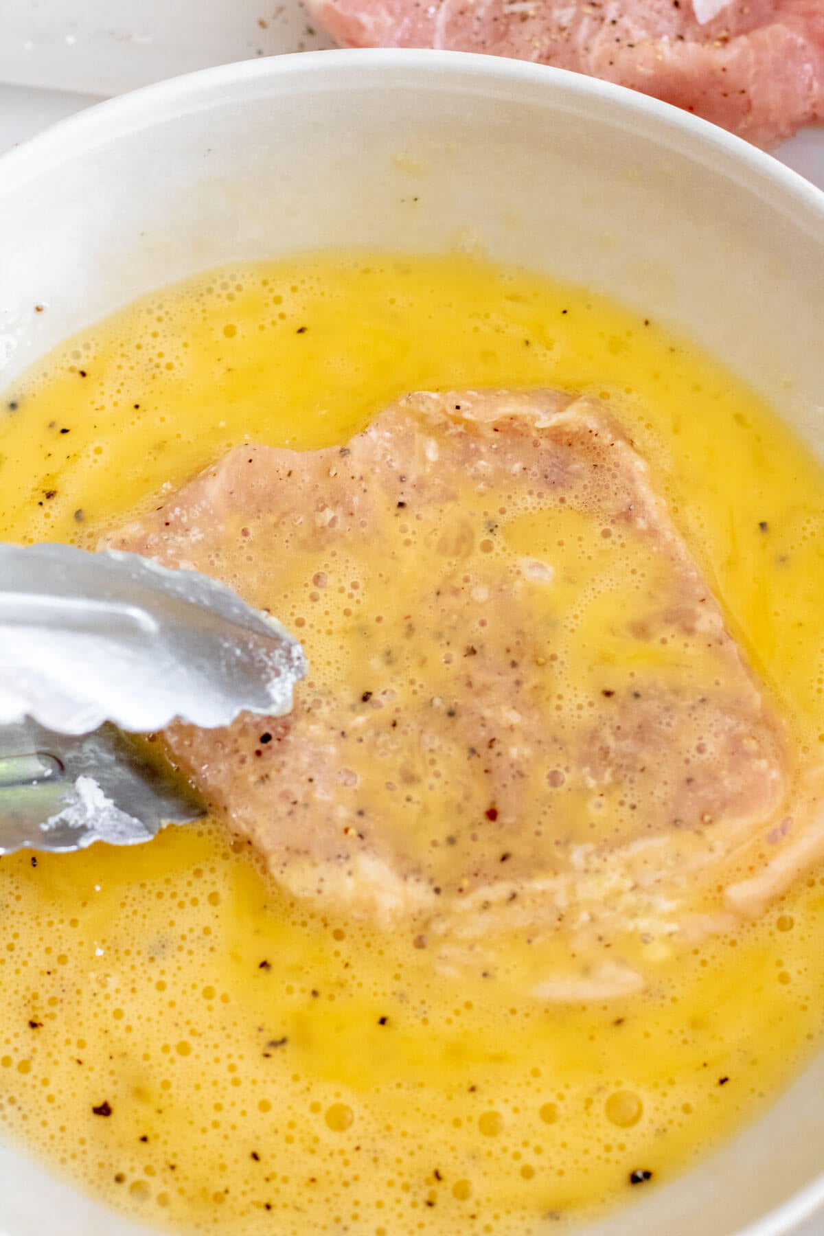 pork cutlet dredged in egg