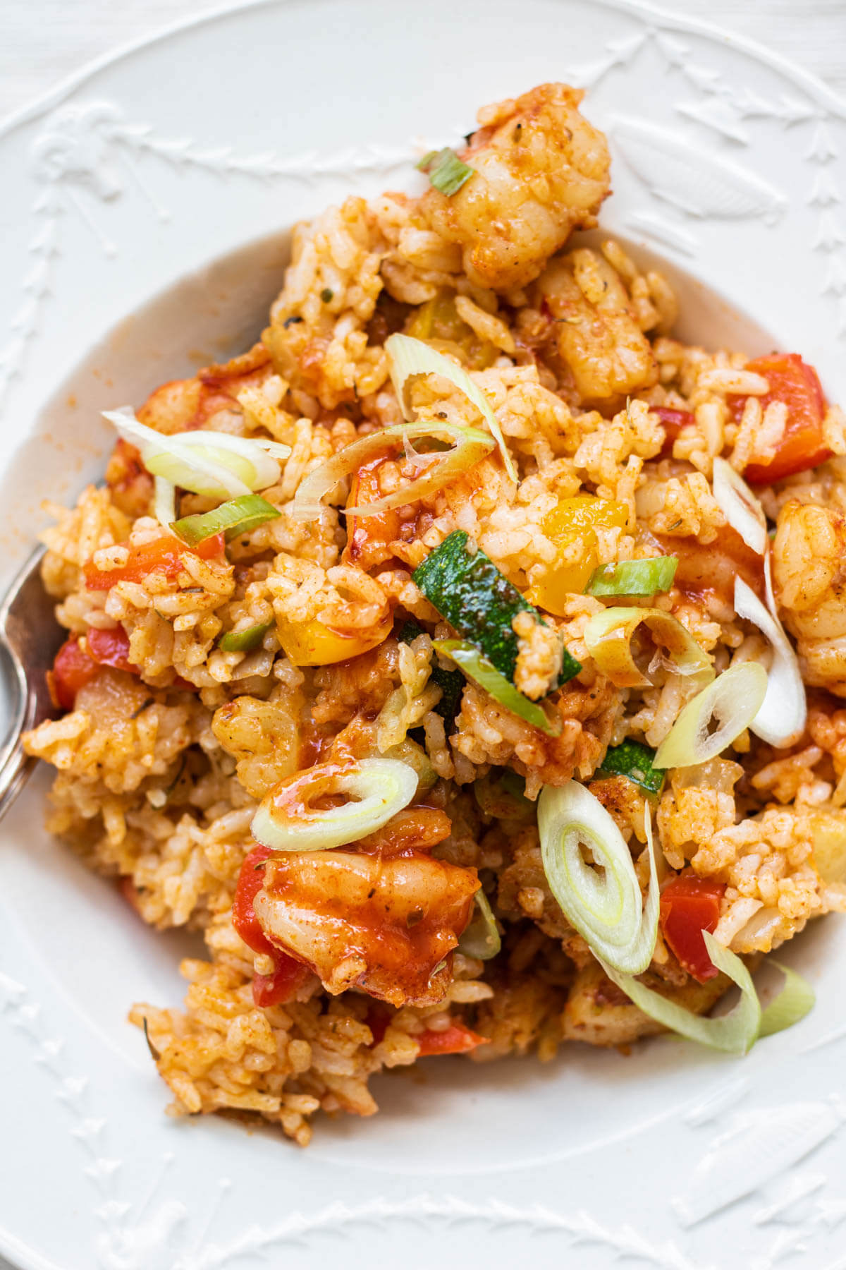 cajun shrimp and rice in a small bowl