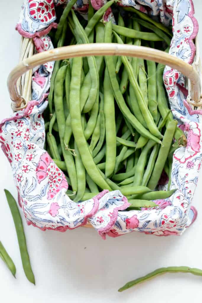 basket of fresh garden green beans