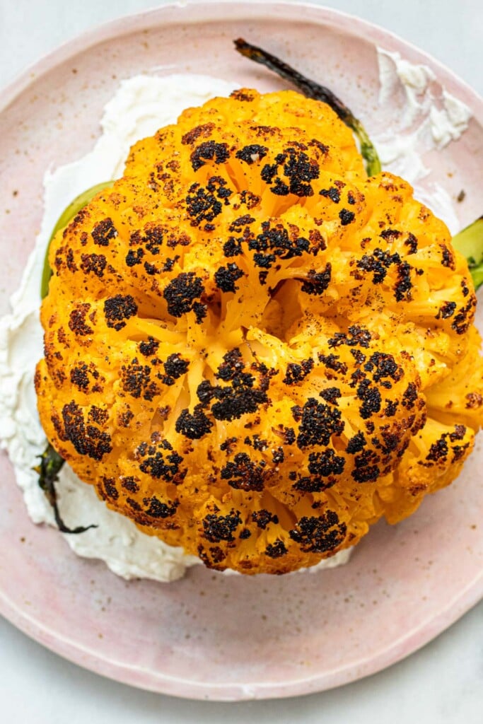 whole head of cauliflower roasted to golden perfection