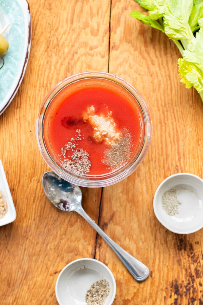 horseradish, and spices in tomato juice