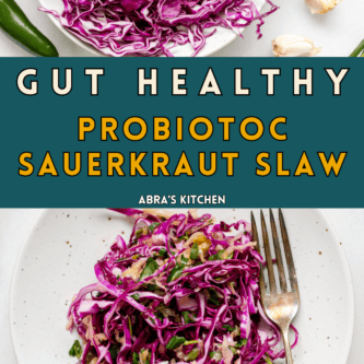 gut healthy probiotic sauerkraut coleslaw pin for pinterest