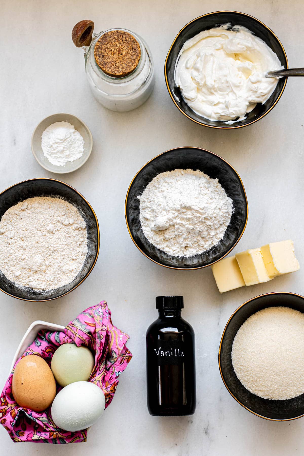 Ingredients for gluten free pound cake