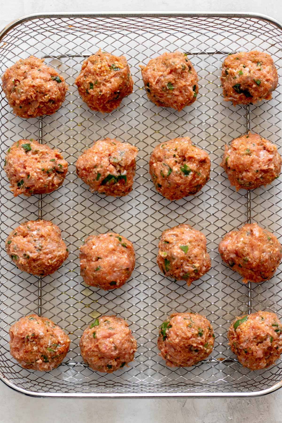 turkey meatballs ready to go in the air fryer