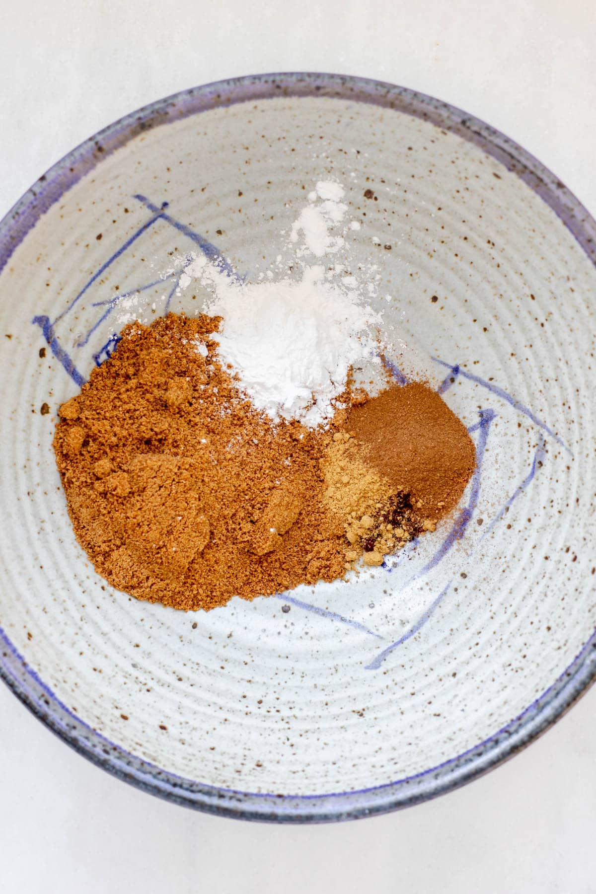 dry ingredients in a bowl for gluten free crustless pumpkin pie