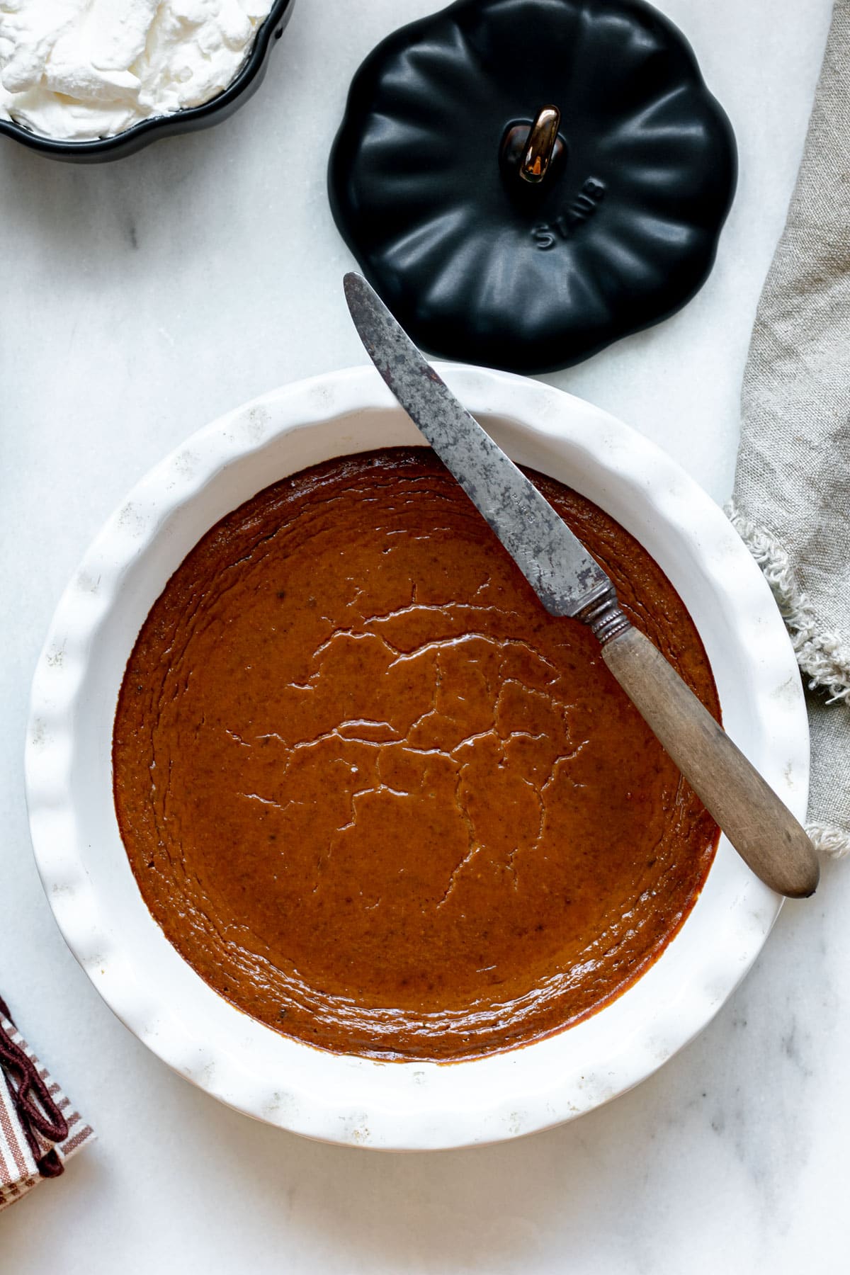 crustless pumpkin pie just out of the oven