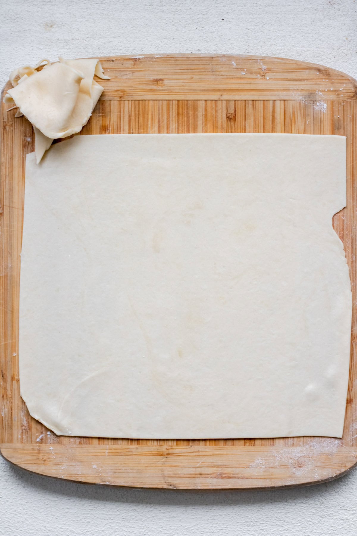 Hungarian Kiffle dough rolled into a perfect square