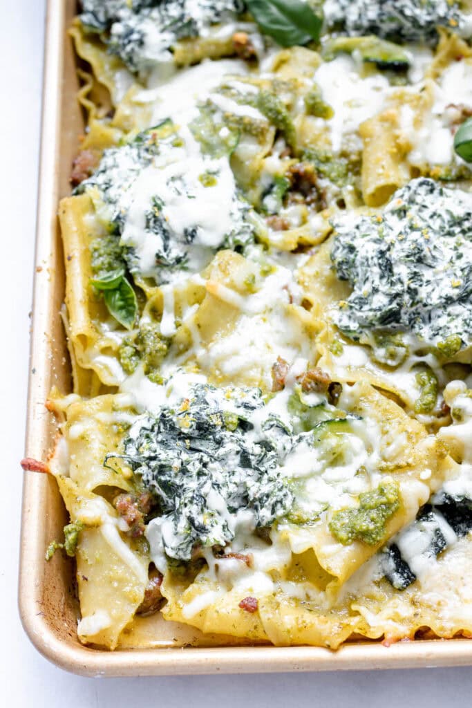 Spinach and ricotta sheet pan lasagna