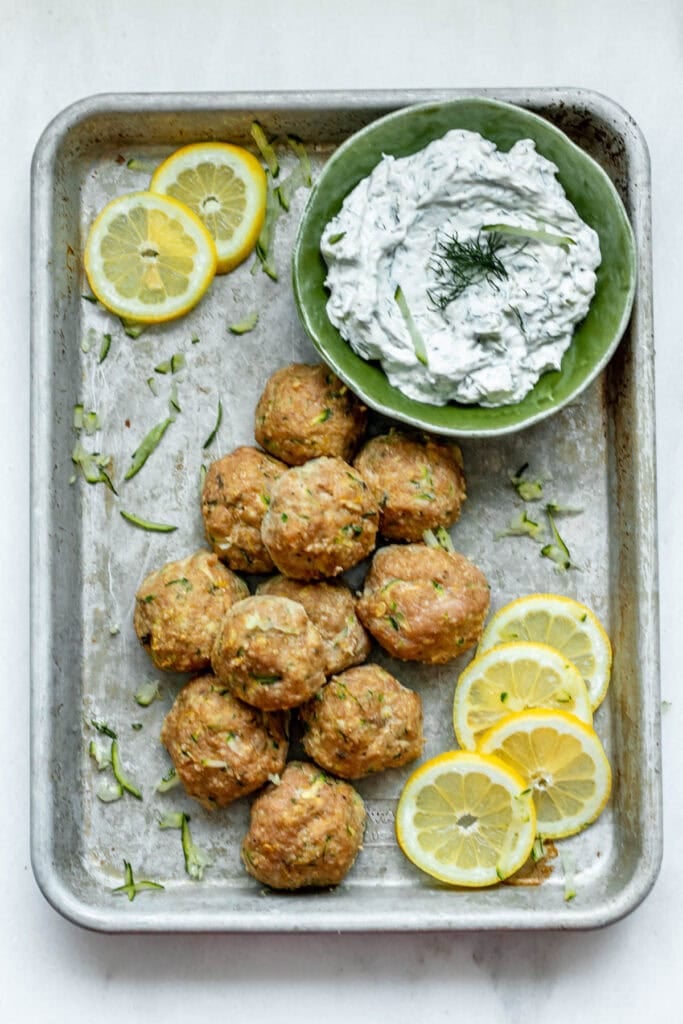 platter of turkey zucchini meatballs