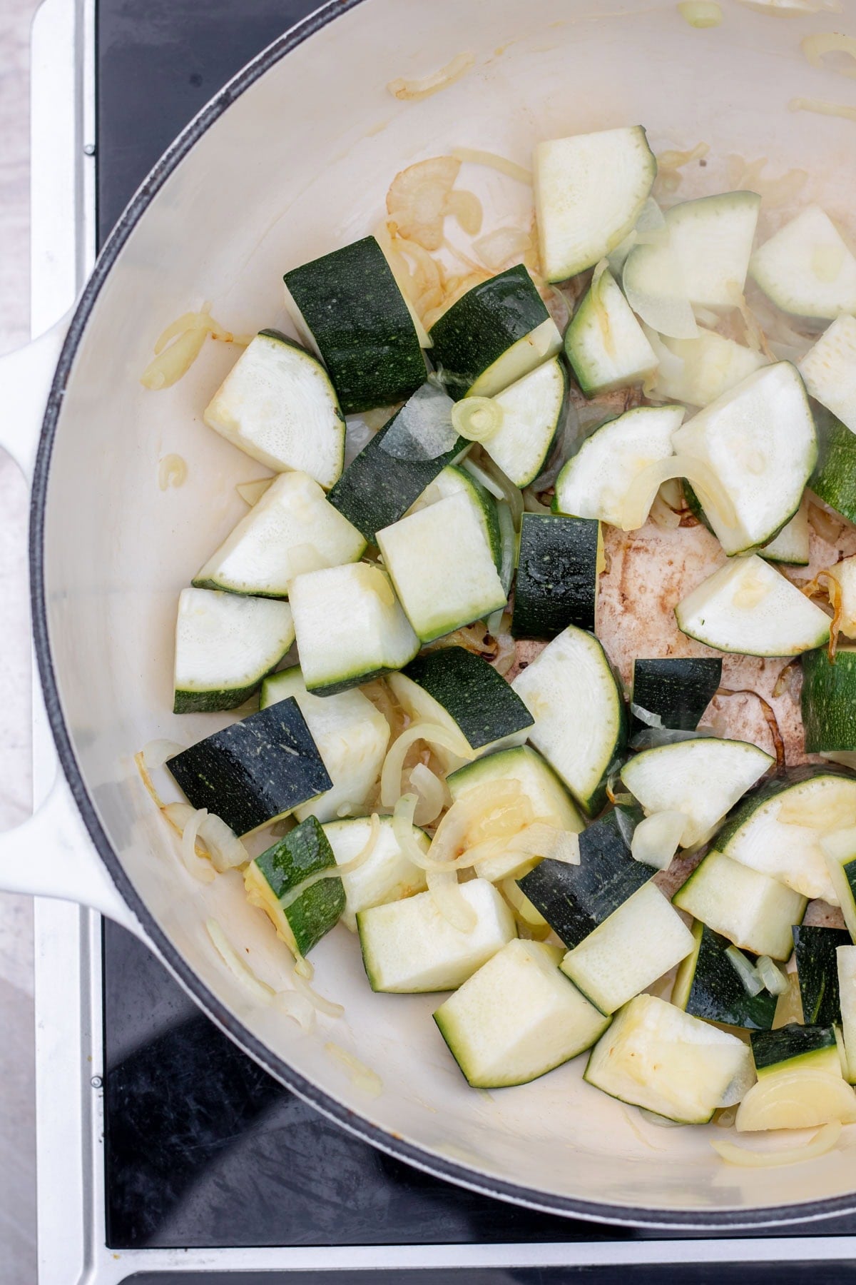 pot with zucchini chunks