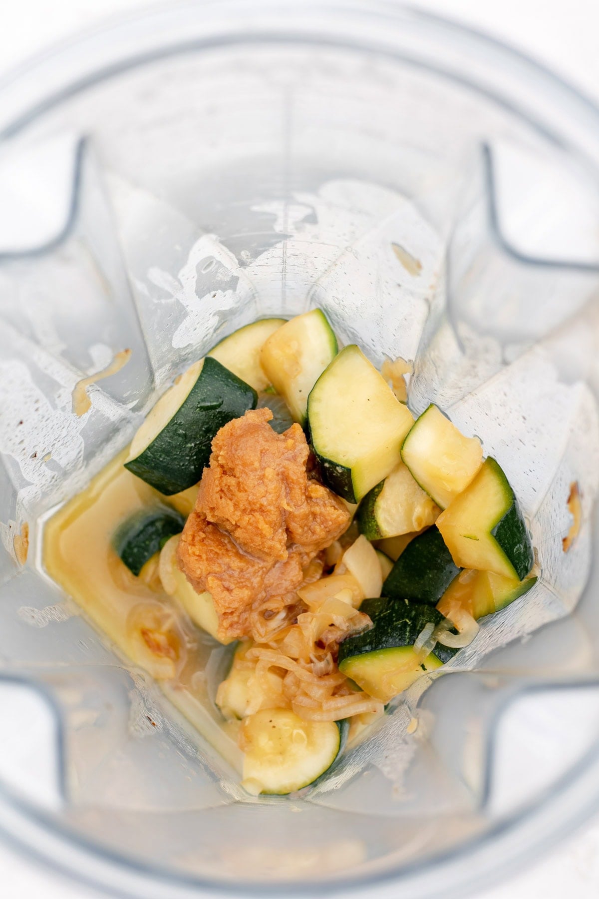 blender with zucchini and miso paste