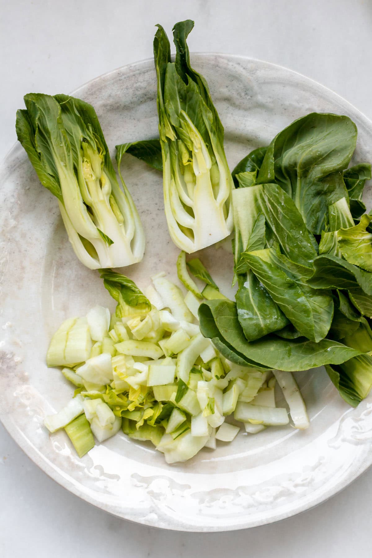 bok choy chopped on a plate