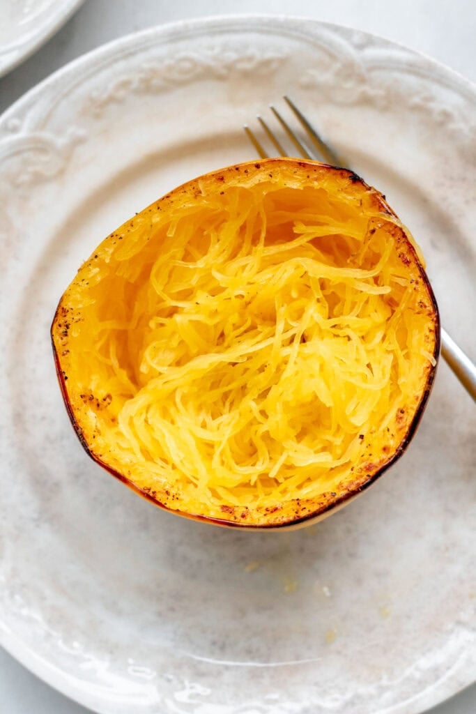 spaghetti squash boat on a plate