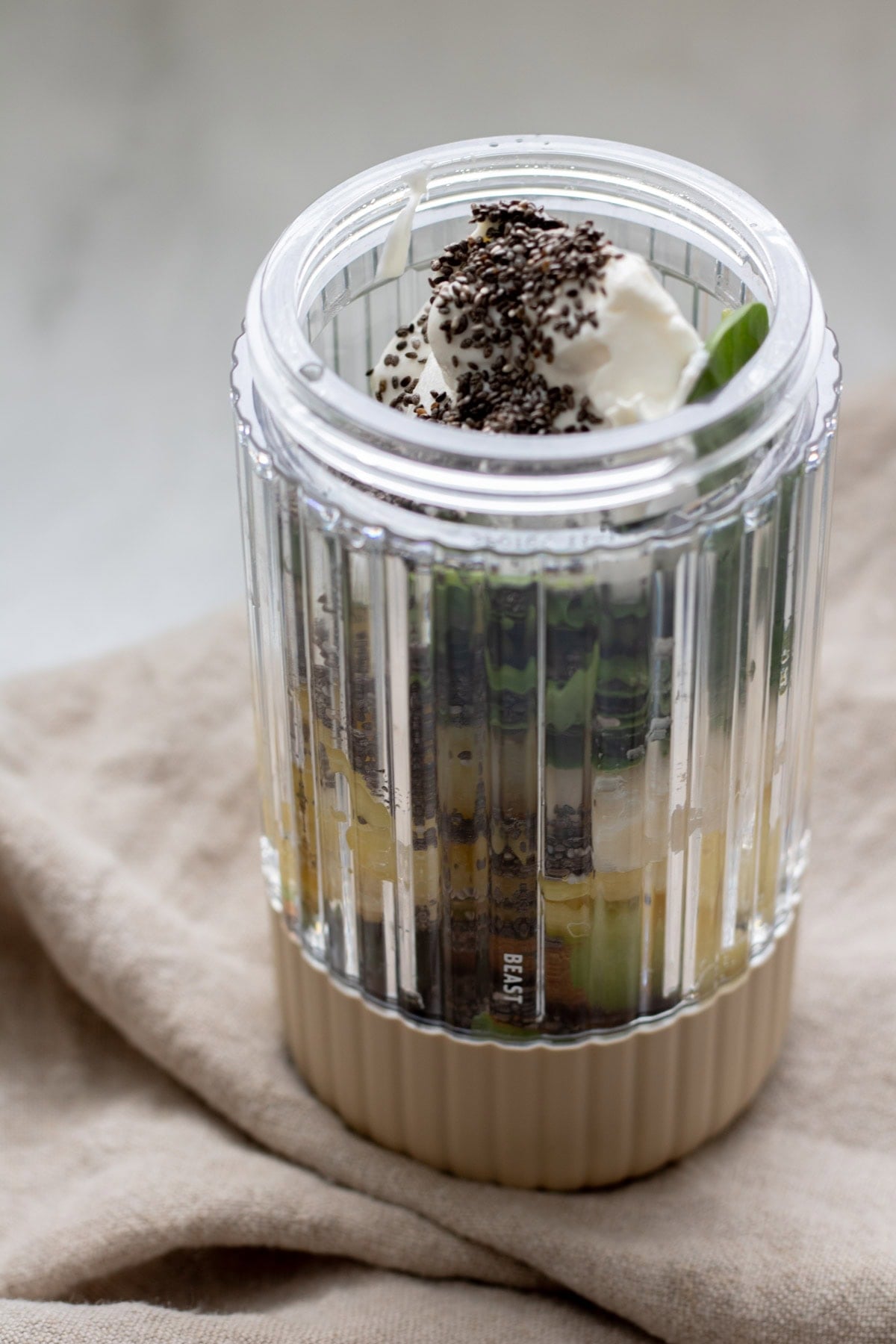 ingredients for smoothie in a blender