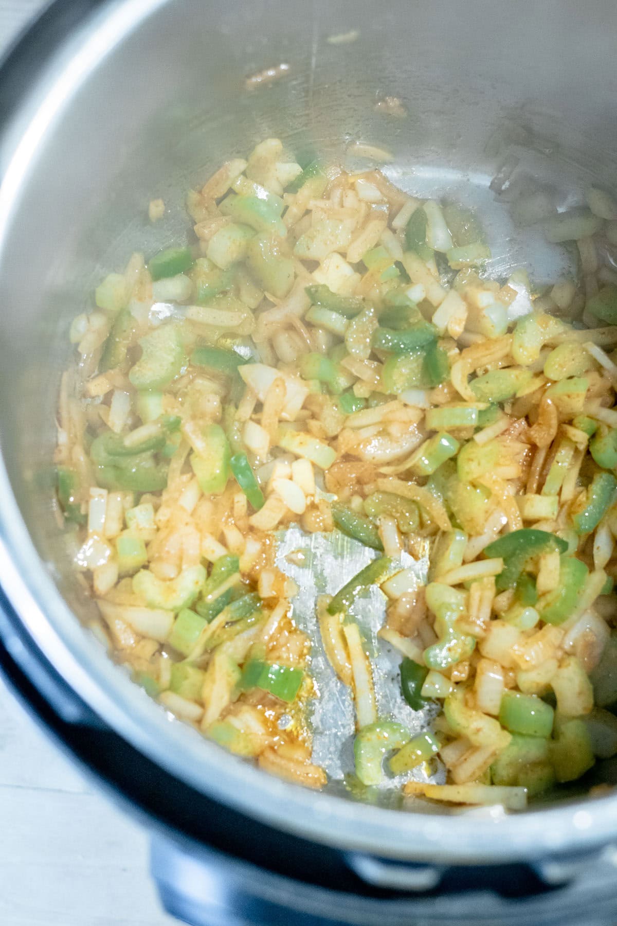 sauteing aromatics in a pan