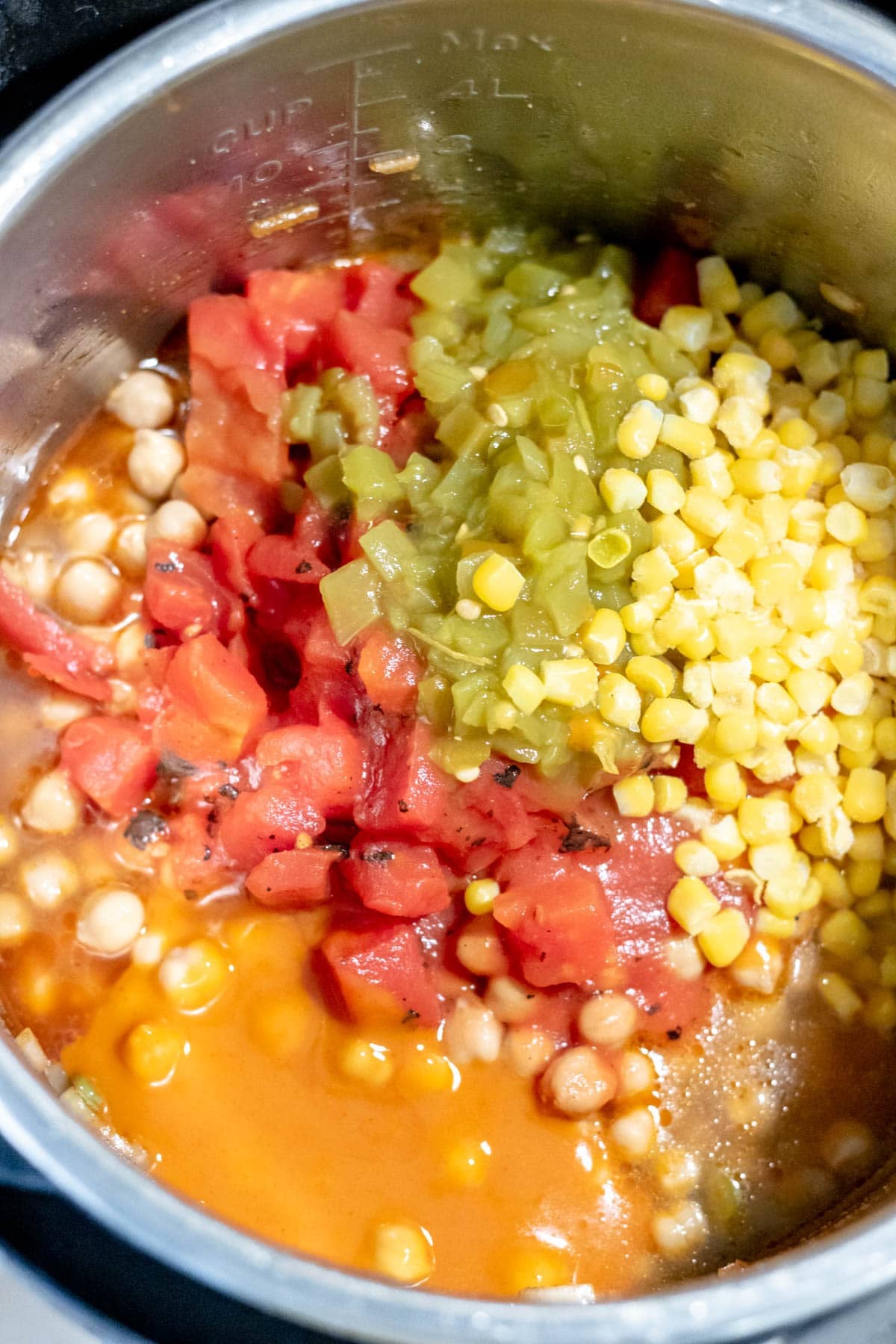 cooking vegetables and liquids