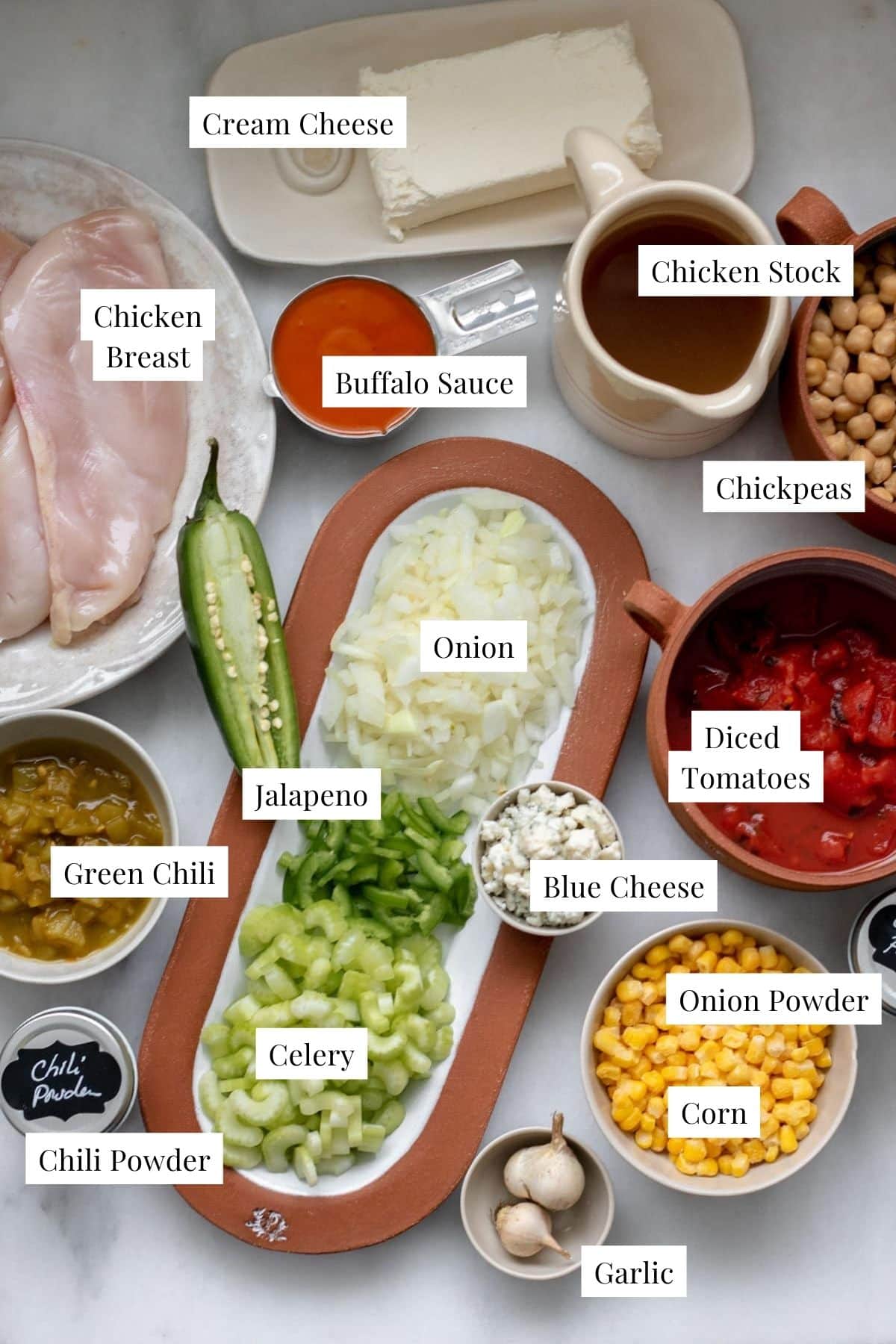 ingredients needed for Buffalo Chicken Chili