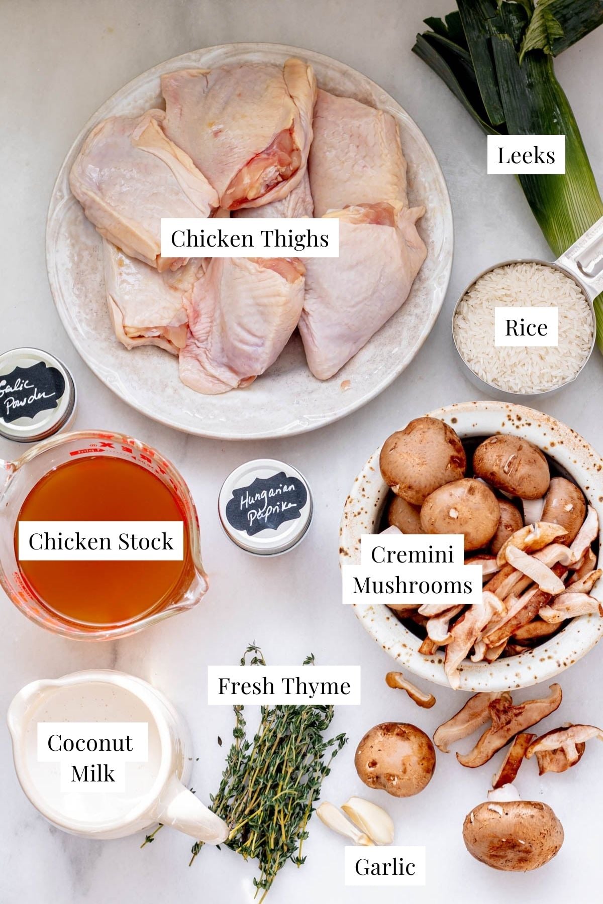 ingredients needed for mushroom leek chicken and rice