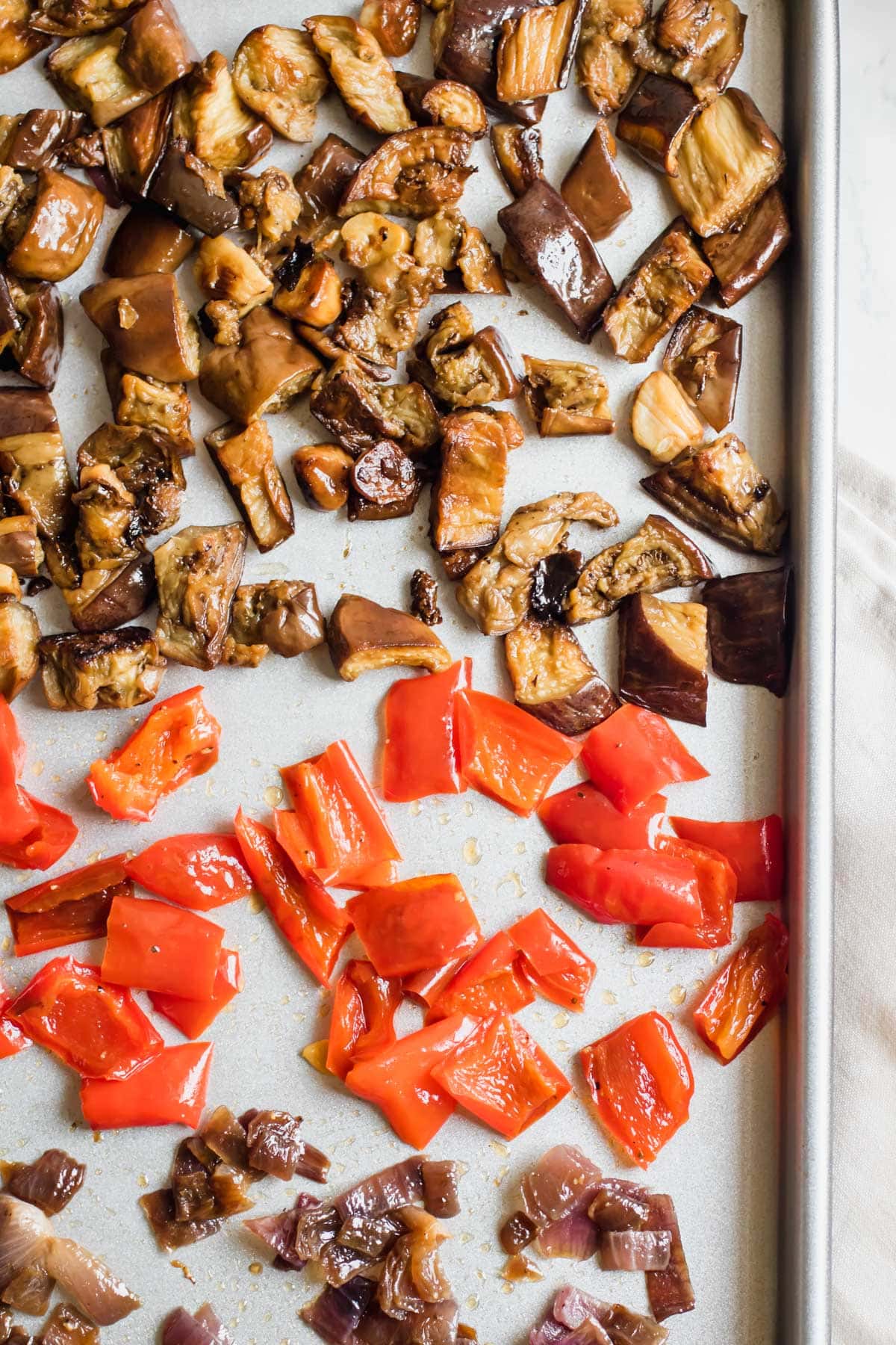 roasted veggies on a baking tray