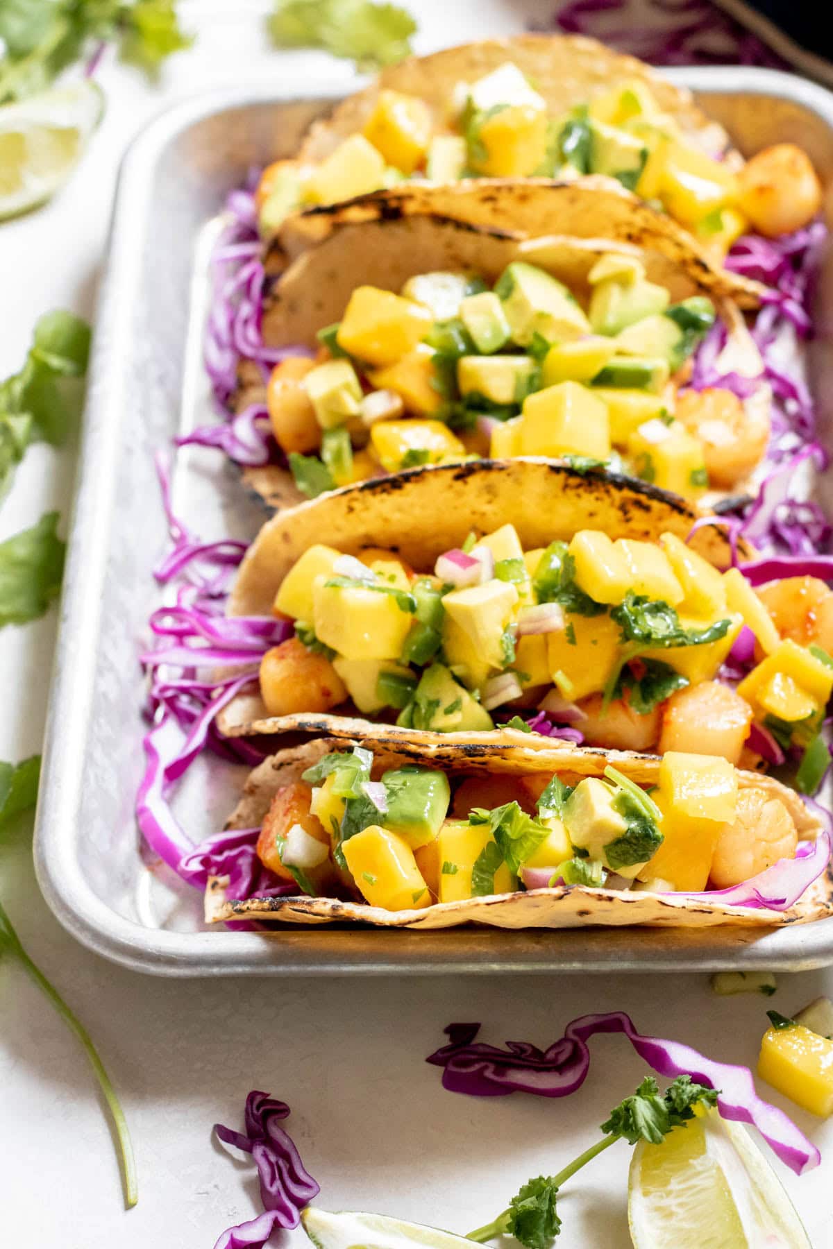 Seared Scallop Tacos next to each other
