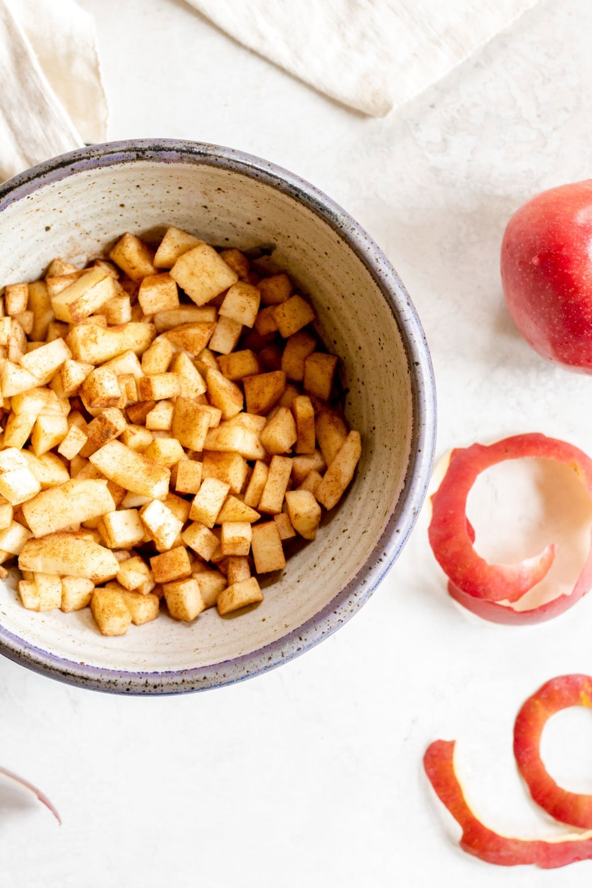 chopped apple in a bowl