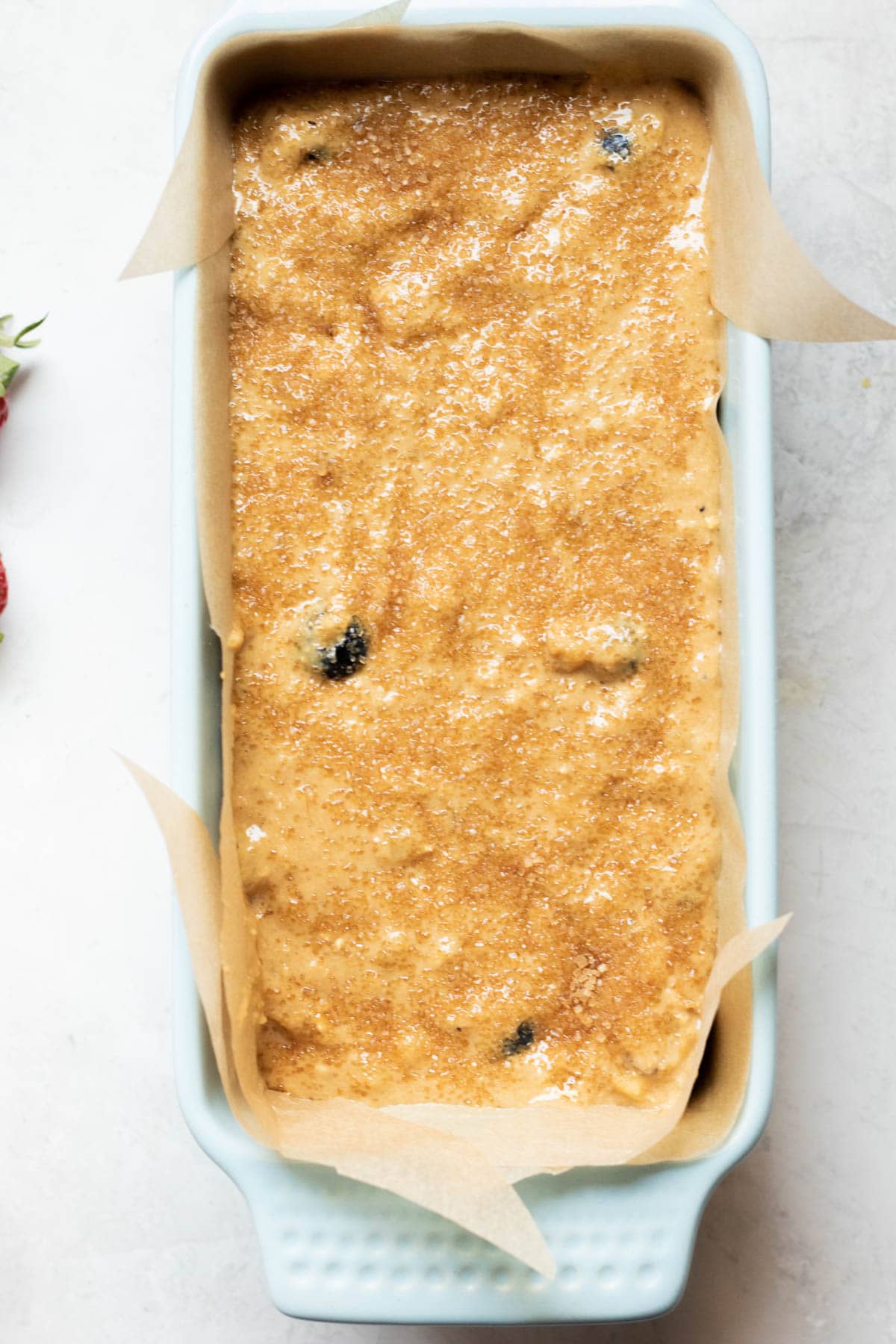 banana bread dough in baking dish