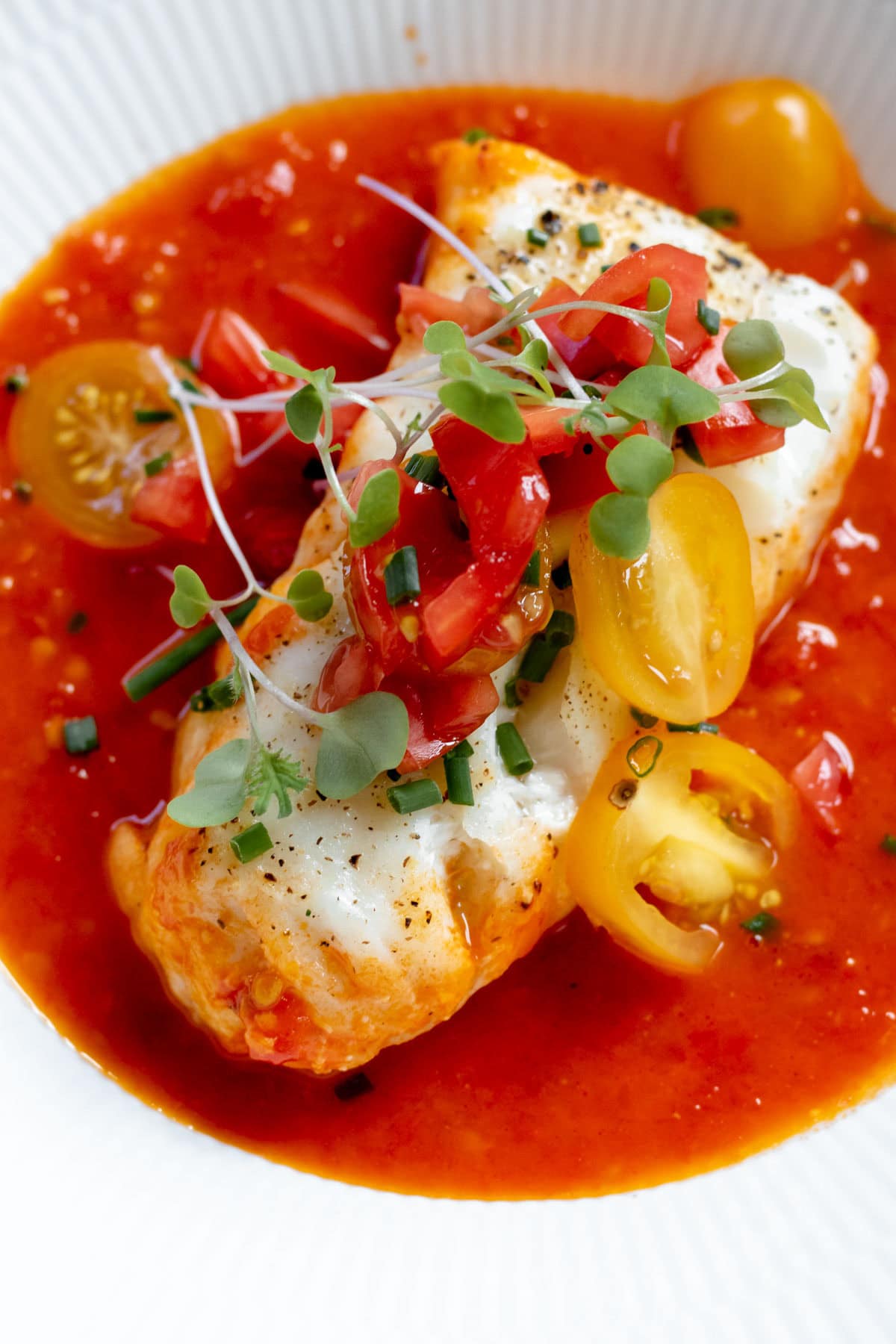 One Pan Cod in Tomato Butter Sauce