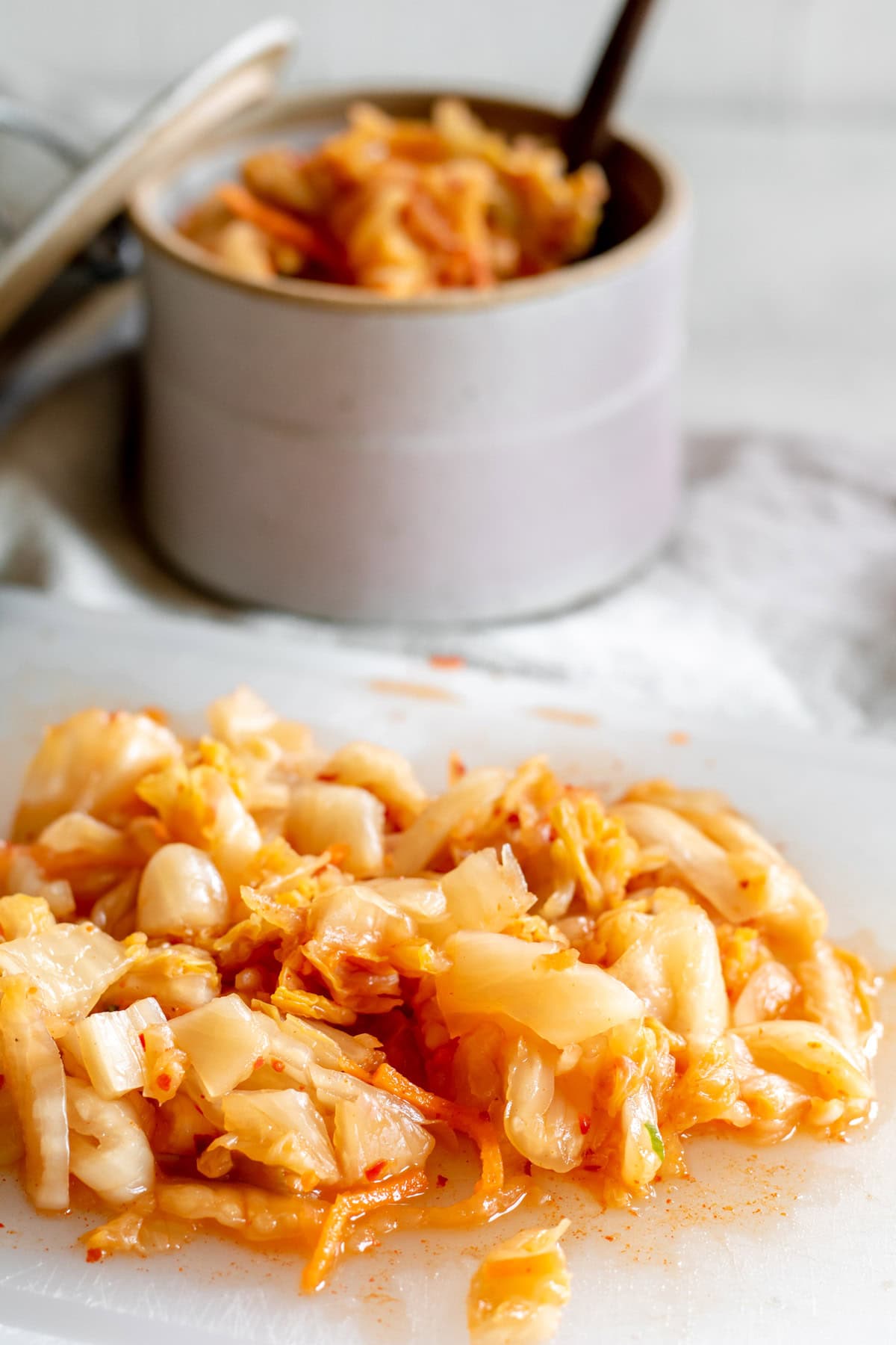 chopped kimchi on a plate