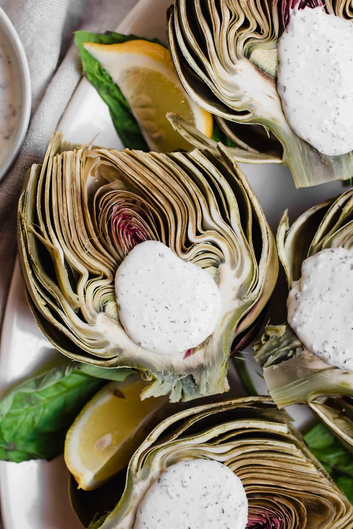 Instant Pot Artichokes with a Creamy Basil Parmesan Dip