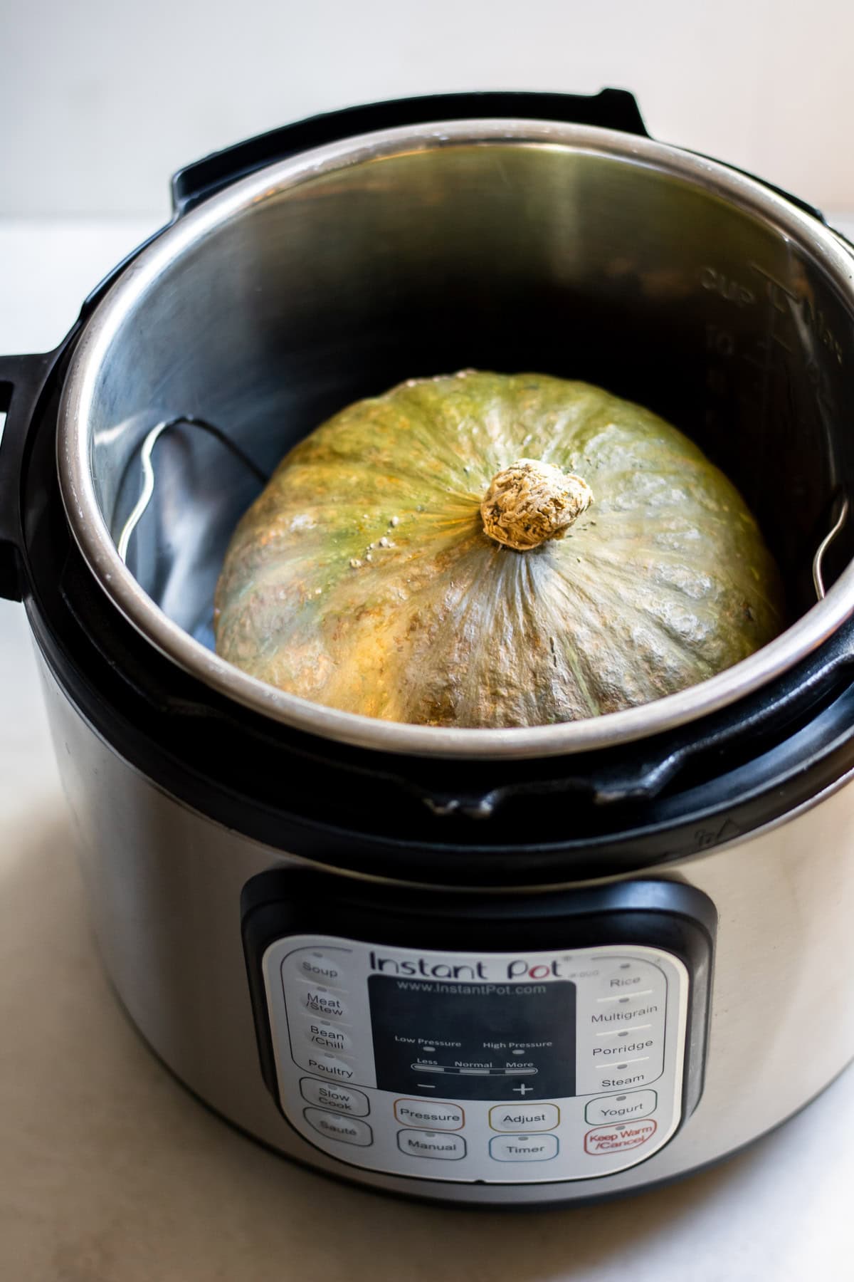 whole kabocha squash in an instant pot