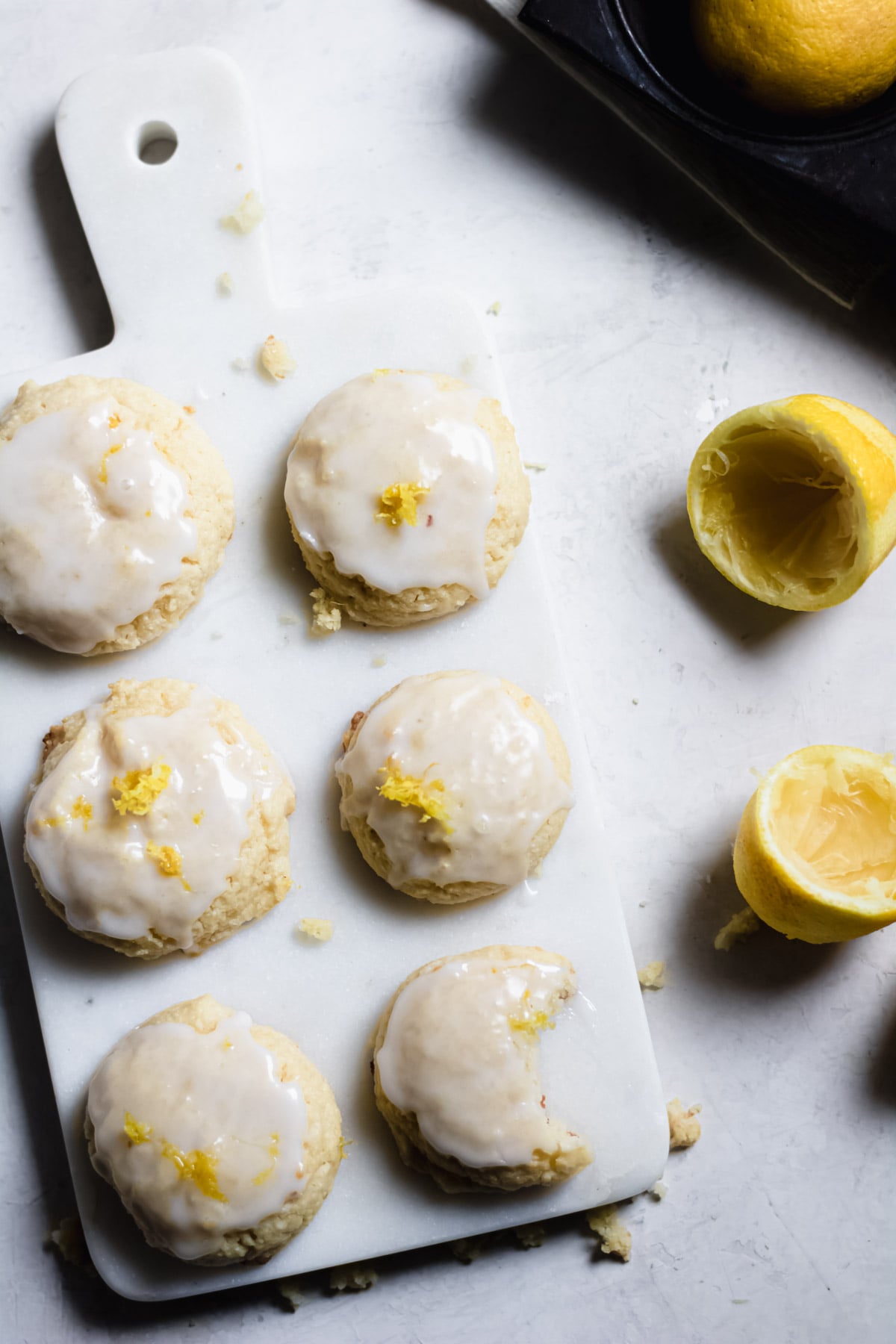 lemon cream cheese cookies on a plate