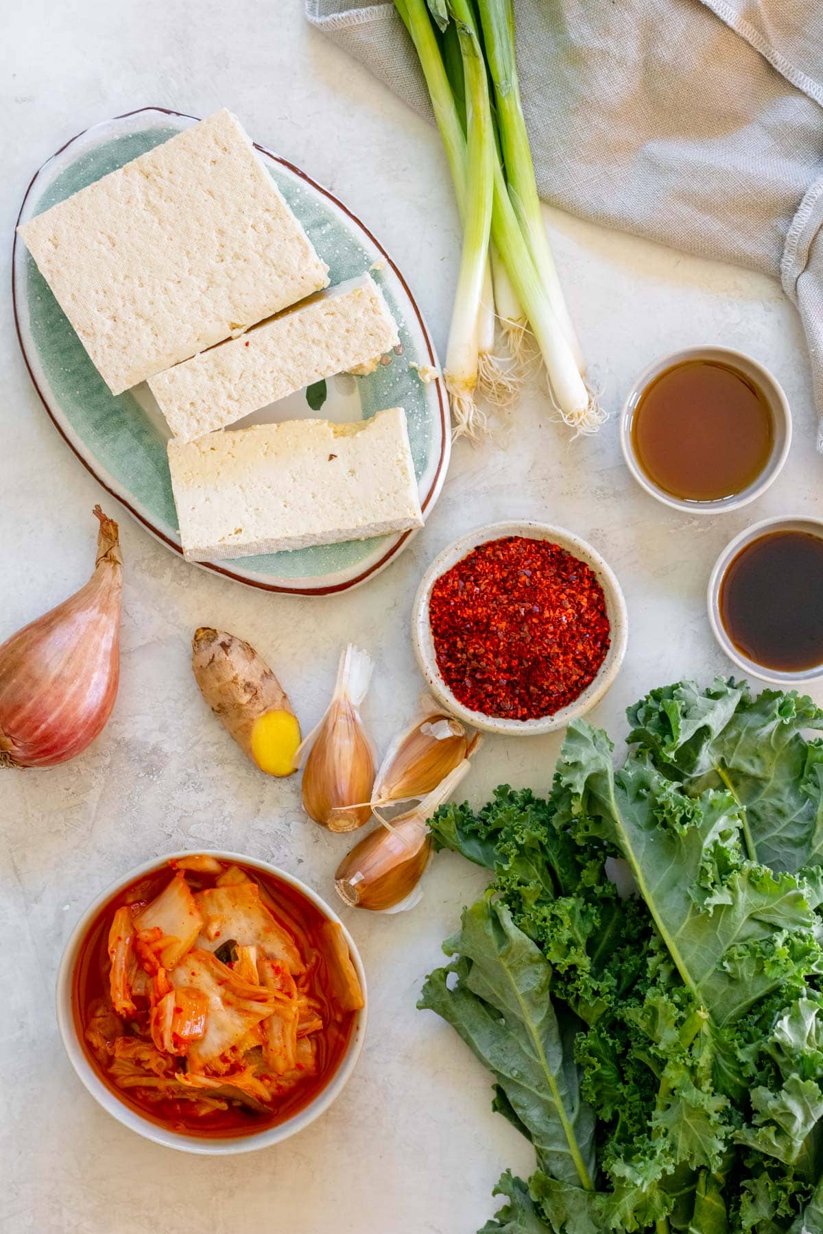 ingredients needed for spicy tofu kale soup
