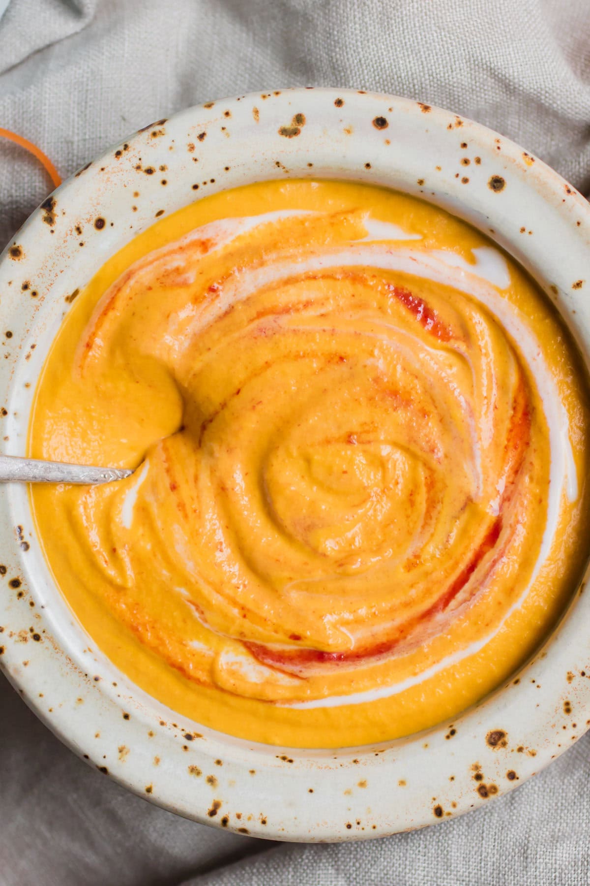 close up of Thai Carrot soup in a bowl