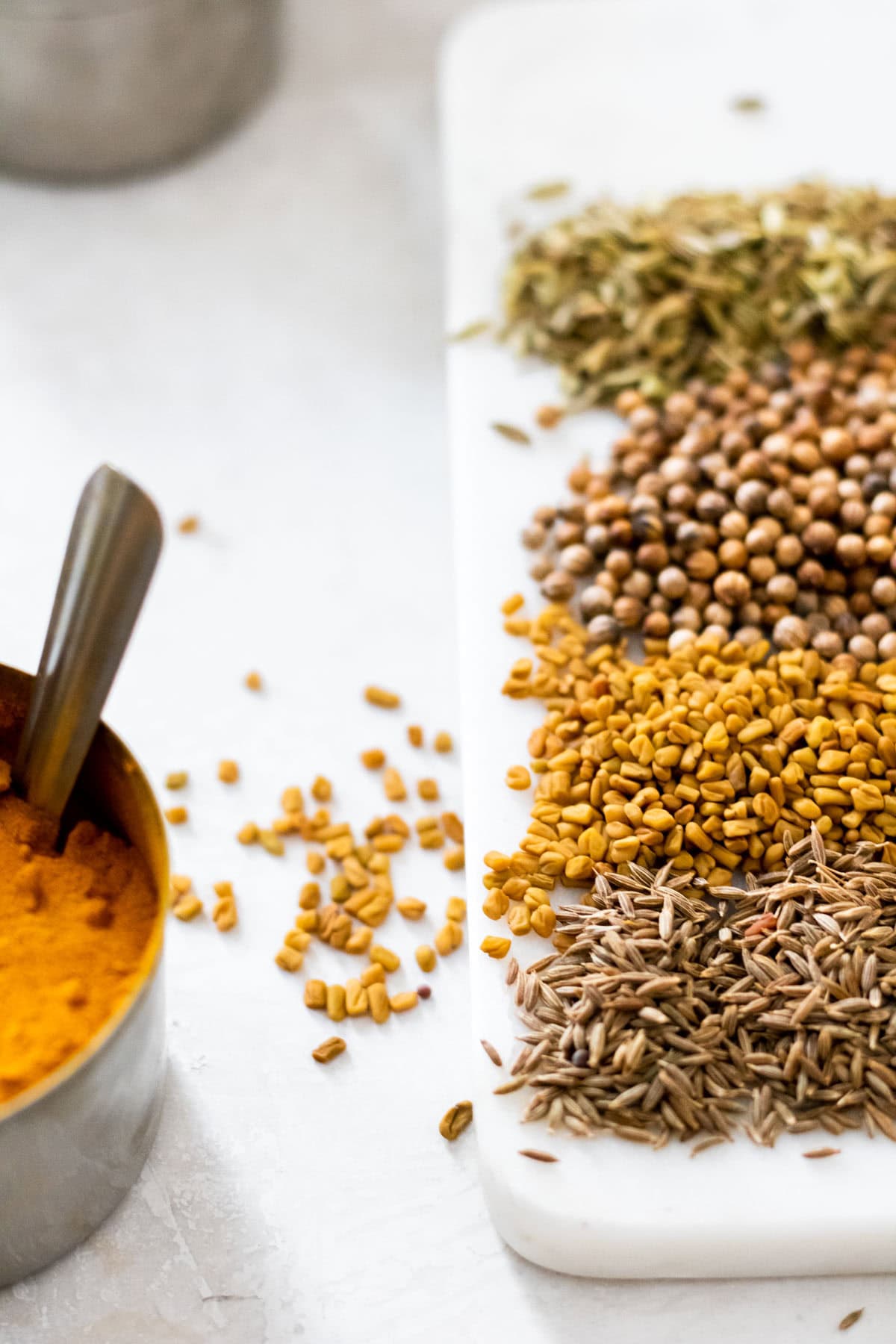 different seeds on a cutting board