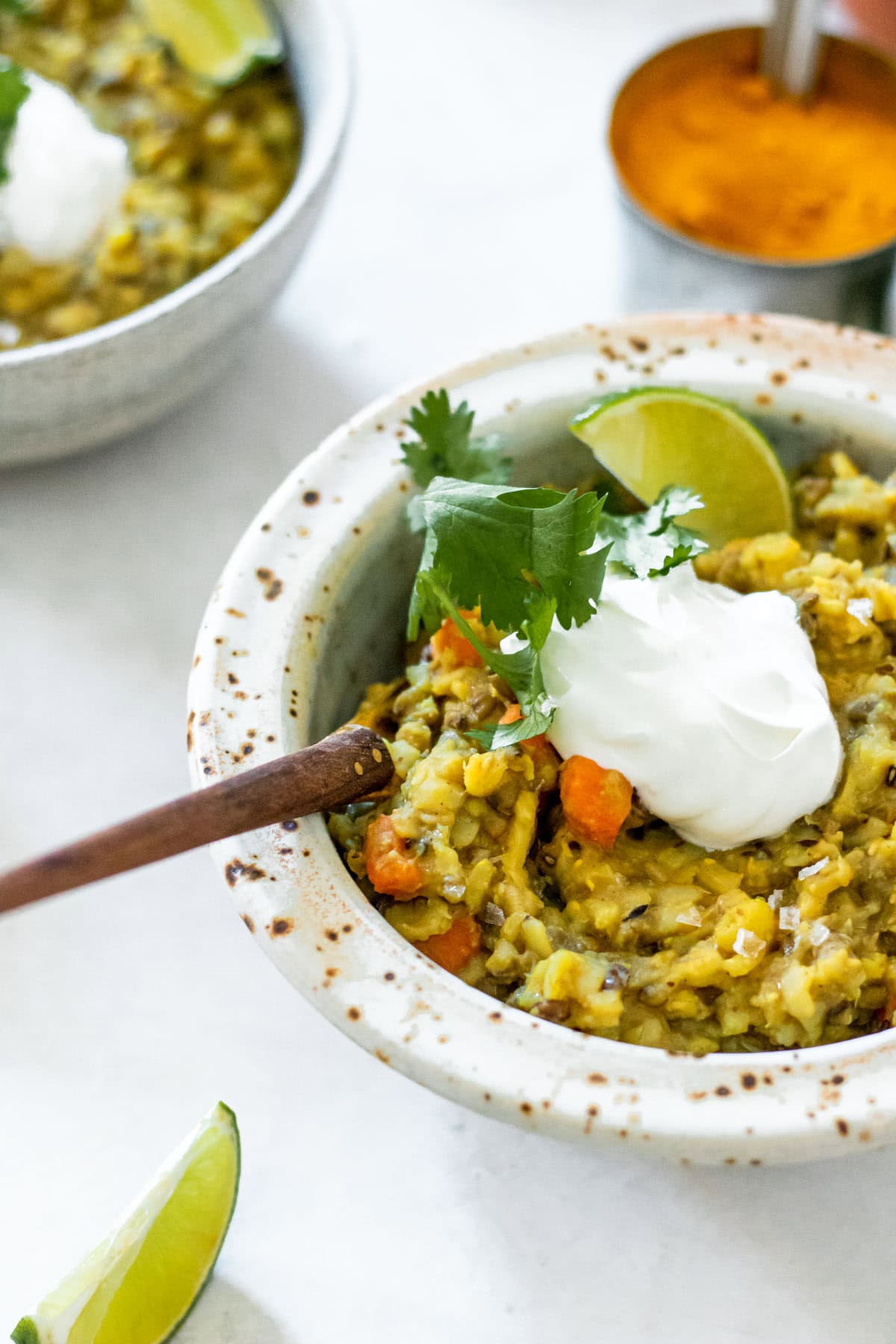 Ayurvedic Kitchari with a dollop of yogurt