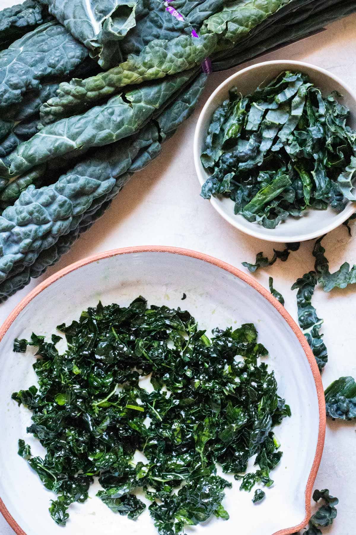 chopped up kale in a bowl