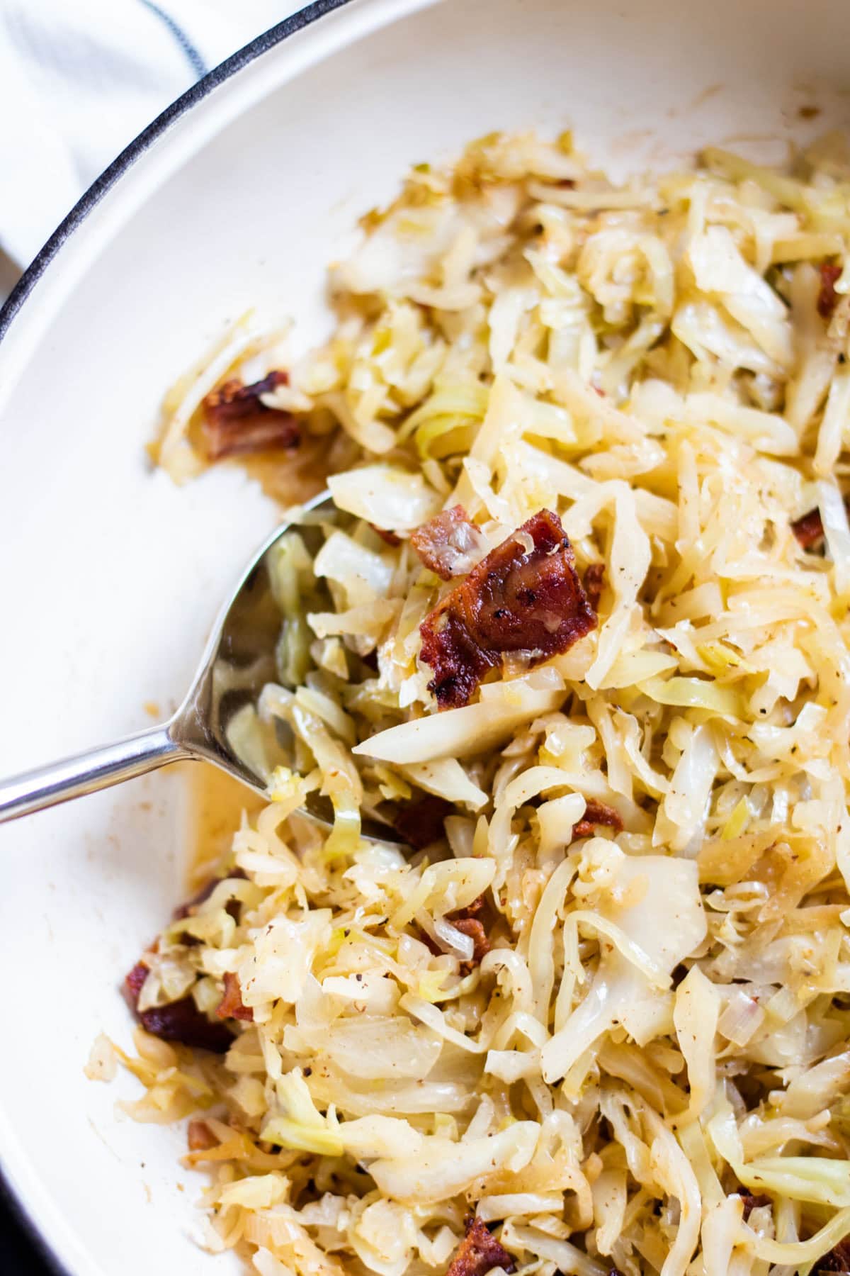 close up of Sautéed Cabbage, Sauerkraut, and Bacon
