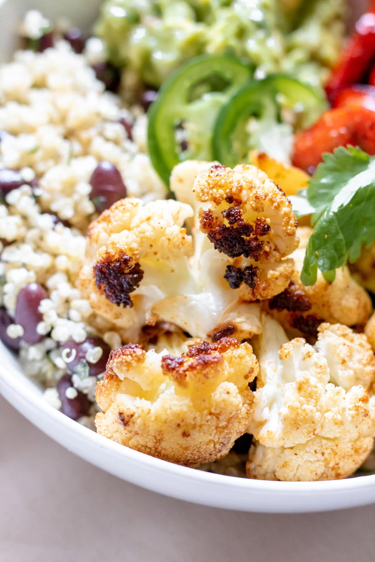 close up of roasted cauliflower