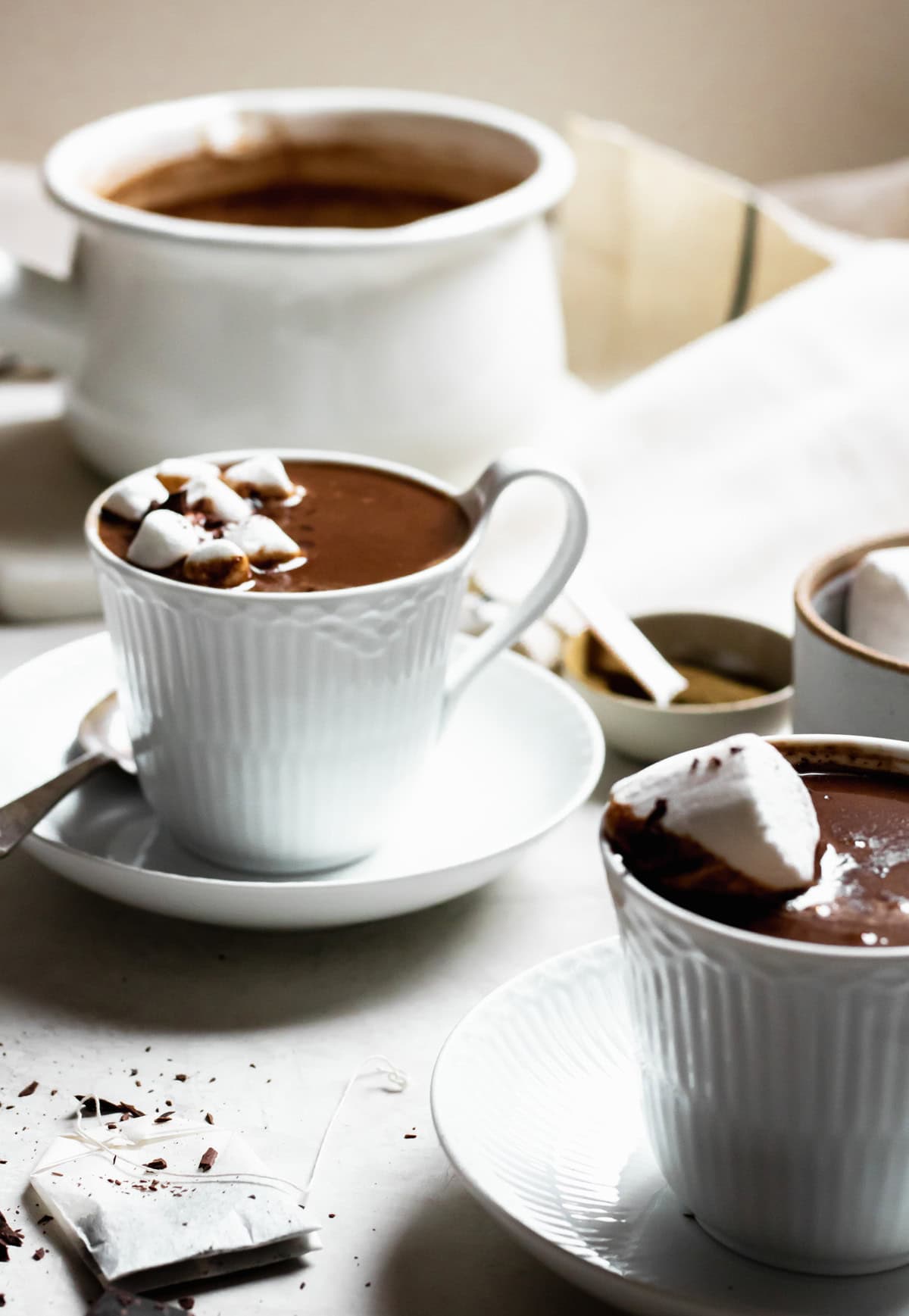 hot chocolate in a white cup