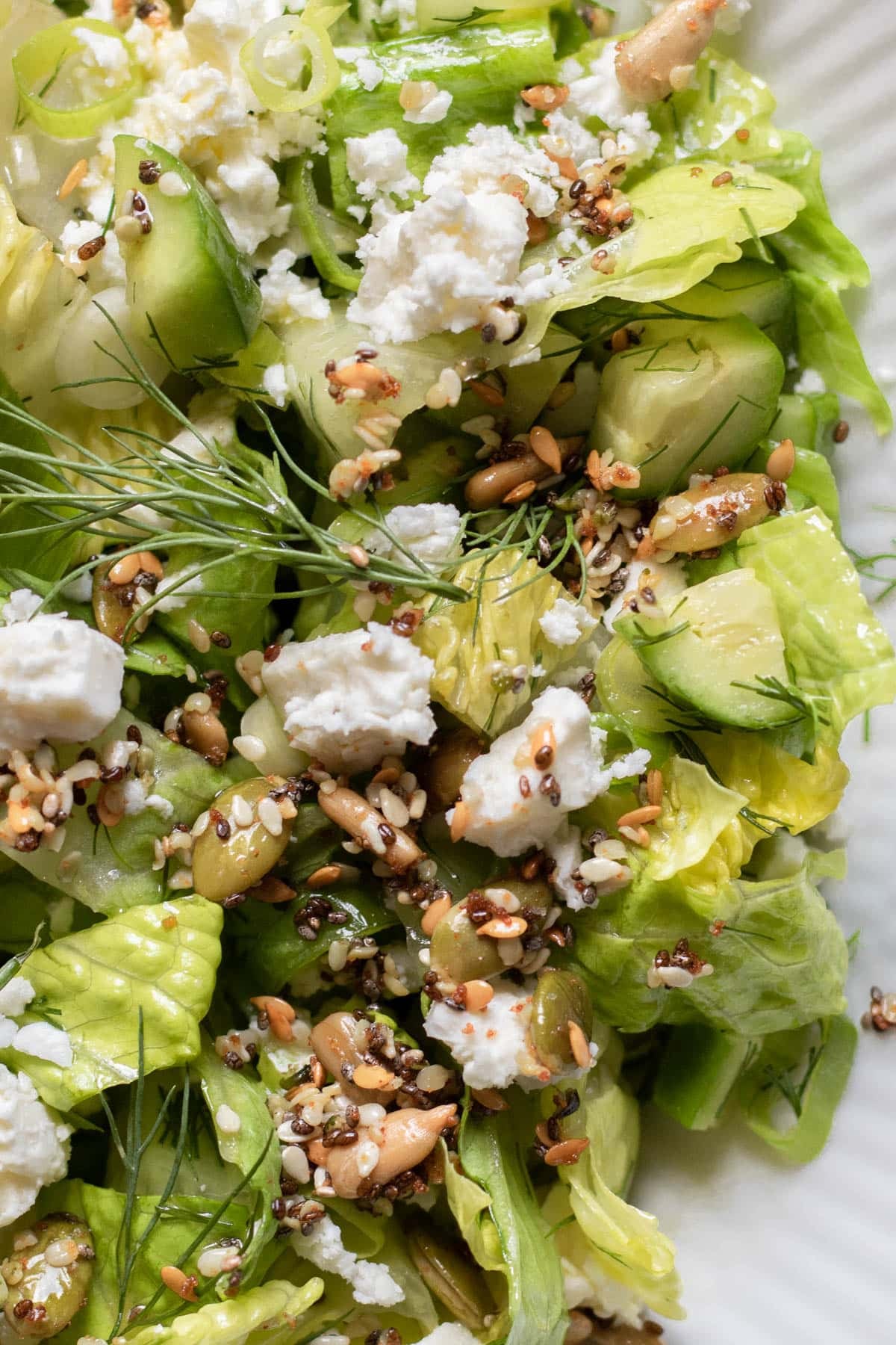 Greek Crunch Salad with super seed salad topper