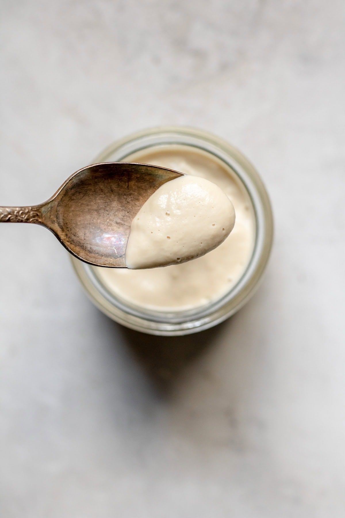 a spoonful of creamy onion sauce