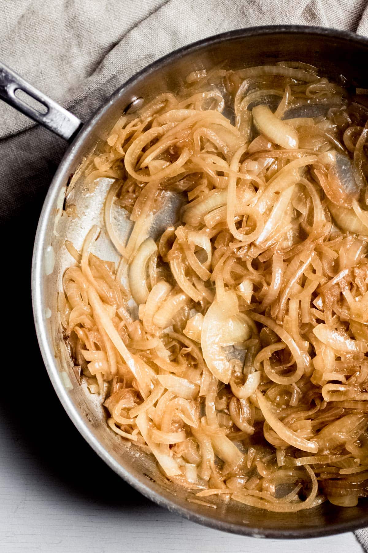 cooked onions in a pan